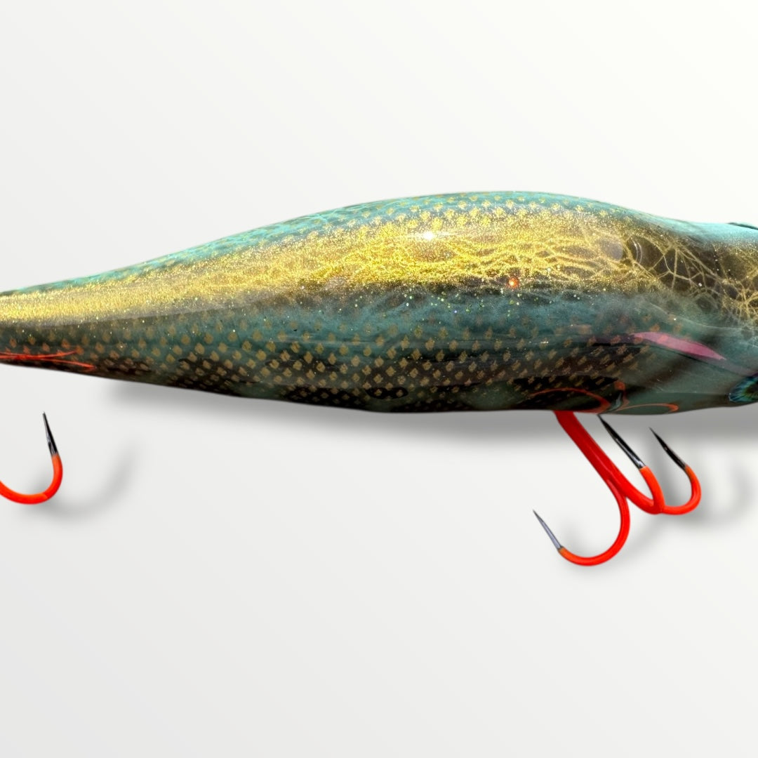 The walleye 5” custom gespoten en UV treble #1 afgehaakt.